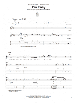 page one of I'm Easy (Guitar Tab)