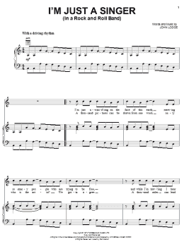 page one of I'm Just A Singer (In A Rock And Roll Band) (Piano, Vocal & Guitar Chords (Right-Hand Melody))