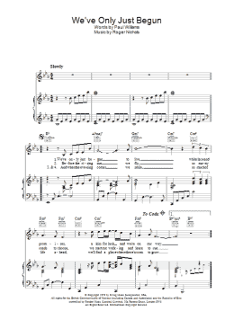 page one of We've Only Just Begun (Piano, Vocal & Guitar Chords)