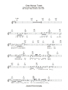 page one of One Horse Town (Lead Sheet / Fake Book)