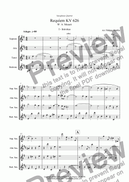 page one of Mozart - Requiem Introitus (Sax Quartet)