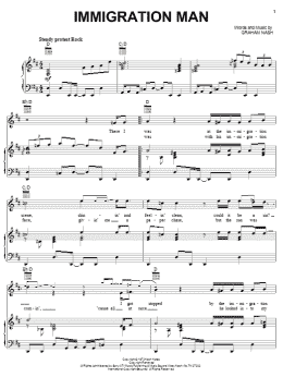 page one of Immigration Man (Piano, Vocal & Guitar Chords (Right-Hand Melody))