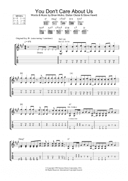 page one of You Don't Care About Us (Guitar Tab)