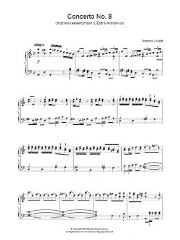 page one of Allegro) from 'L'Estro Armonico' Op.3 (Piano Solo)