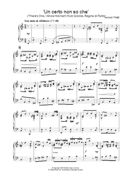 page one of 'Un certo non so che' (There's One, I Know Him Not) from 'Arsilda, Regina di Punto' (Piano Solo)