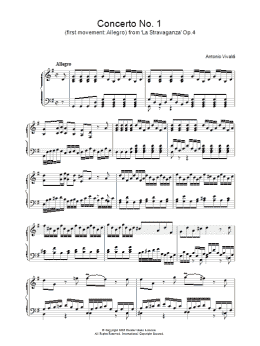 page one of Allegro) from 'La Stravaganza' Op.4 (Piano Solo)