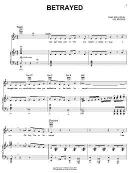 page one of Betrayed (Piano, Vocal & Guitar Chords (Right-Hand Melody))