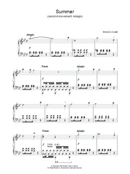 page one of Summer (second movement: Adagio) (Piano Solo)