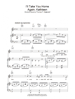 page one of I'll Take You Home Again, Kathleen (Piano, Vocal & Guitar Chords)