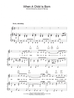page one of When A Child Is Born (Piano, Vocal & Guitar Chords (Right-Hand Melody))
