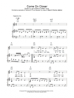 page one of Come On Closer (Piano, Vocal & Guitar Chords)
