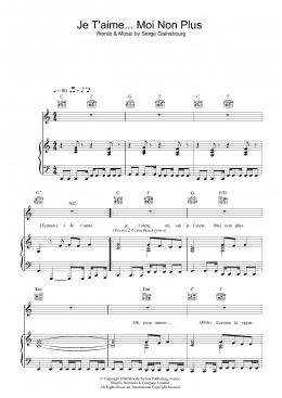 page one of Je t'aime... moi non plus (Piano, Vocal & Guitar Chords)