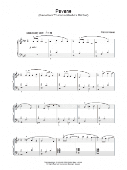 page one of Pavane (theme from 'The Incredible Mrs Ritchie') (Piano Solo)
