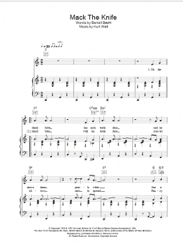 page one of Mack The Knife (Piano, Vocal & Guitar Chords (Right-Hand Melody))