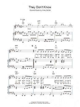 page one of They Don't Know (Piano, Vocal & Guitar Chords)