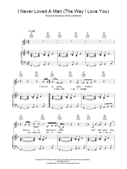 page one of I Never Loved A Man (The Way I Love You) (Piano, Vocal & Guitar Chords)