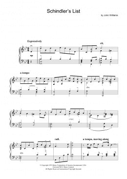 page one of Schindler's List (Piano Solo)