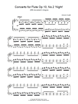page one of Concerto for Flute Op.10, No.2 'Night' (5th Movement: Allegro) (Piano Solo)