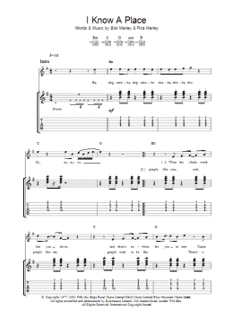 page one of I Know A Place (Guitar Tab)
