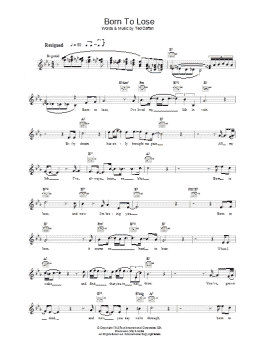 page one of Born To Lose (Lead Sheet / Fake Book)
