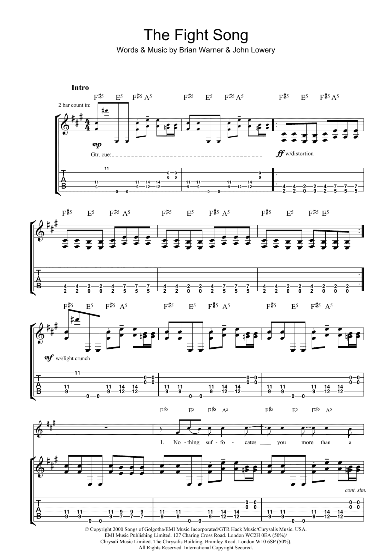 The Fight Song (Guitar Tab)