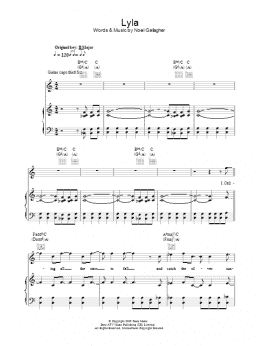 page one of Lyla (Piano, Vocal & Guitar Chords)