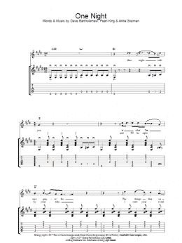 page one of One Night (Guitar Tab)