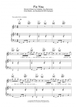 page one of Fix You (Piano, Vocal & Guitar Chords)