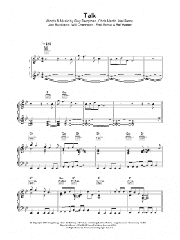 page one of Talk (Piano, Vocal & Guitar Chords)
