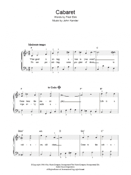 page one of Cabaret (Chorus Only) (Piano, Vocal & Guitar Chords)