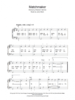 page one of Matchmaker (from Fiddler On The Roof) (Easy Piano)