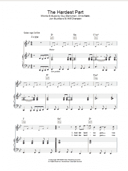 page one of The Hardest Part (Piano, Vocal & Guitar Chords)