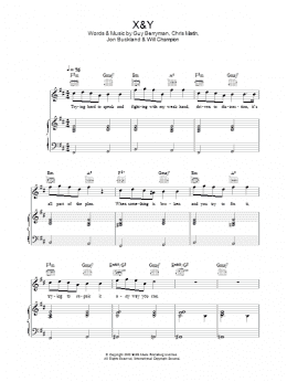 page one of X&Y (Piano, Vocal & Guitar Chords)