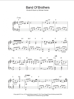page one of Band Of Brothers (Piano Solo)