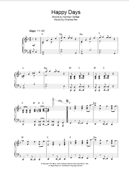 page one of Happy Days (Piano Solo)