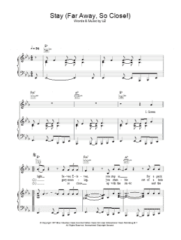 page one of Stay (Faraway, So Close!) (Piano, Vocal & Guitar Chords)