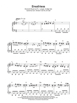 page one of Breathless (Piano Solo)