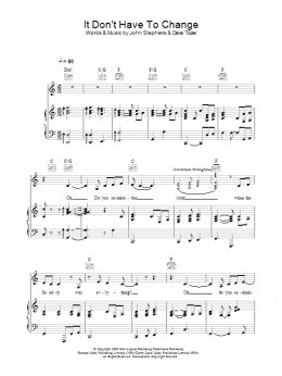 page one of It Don't Have To Change (Piano, Vocal & Guitar Chords)