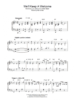 page one of We'll Keep A Welcome (Piano Solo)