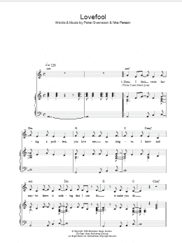 page one of Lovefool (Piano, Vocal & Guitar Chords)