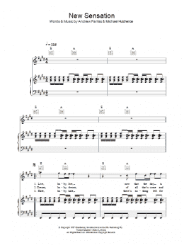 page one of New Sensation (Piano, Vocal & Guitar Chords)