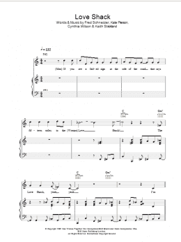 page one of Love Shack (Piano, Vocal & Guitar Chords)