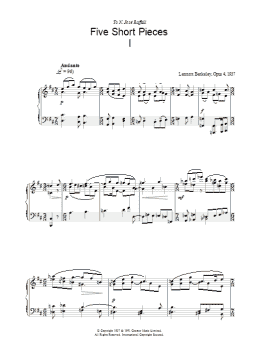 page one of Five Short Pieces, No. 1, Op. 4 (Piano Solo)