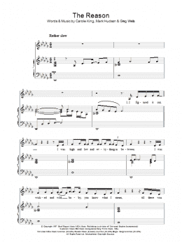 page one of The Reason (Piano, Vocal & Guitar Chords)