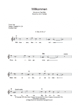 page one of Willkommen (from Cabaret) (Lead Sheet / Fake Book)