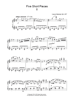 page one of Five Short Pieces, No. 2, Op. 4 (Piano Solo)