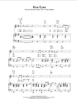 page one of Blue Eyes (Piano, Vocal & Guitar Chords)