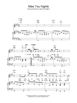 page one of Miss You Nights (Piano, Vocal & Guitar Chords)