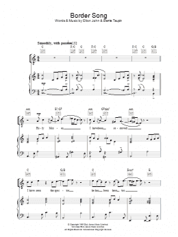 page one of Border Song (Piano, Vocal & Guitar Chords)