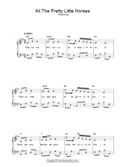 page one of All The Pretty Little Horses (Easy Piano)